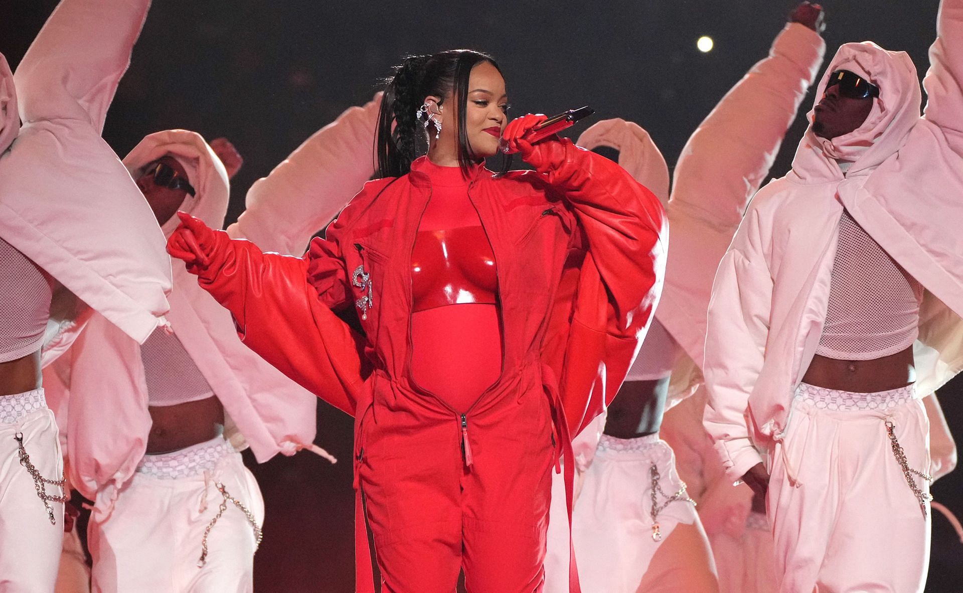 Rihanna at the Apple Music Super Bowl LVII Halftime Show (Image via Getty)